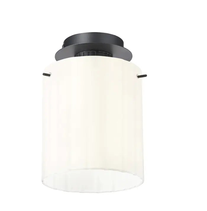 Brandon Ripple 21cm Round Ceiling Flush, 1 Light Flush Fitting E27 — Dark Grey / Frosted Clear