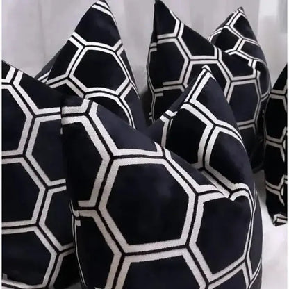 Ivor Black & White Hex Cushion Large malini