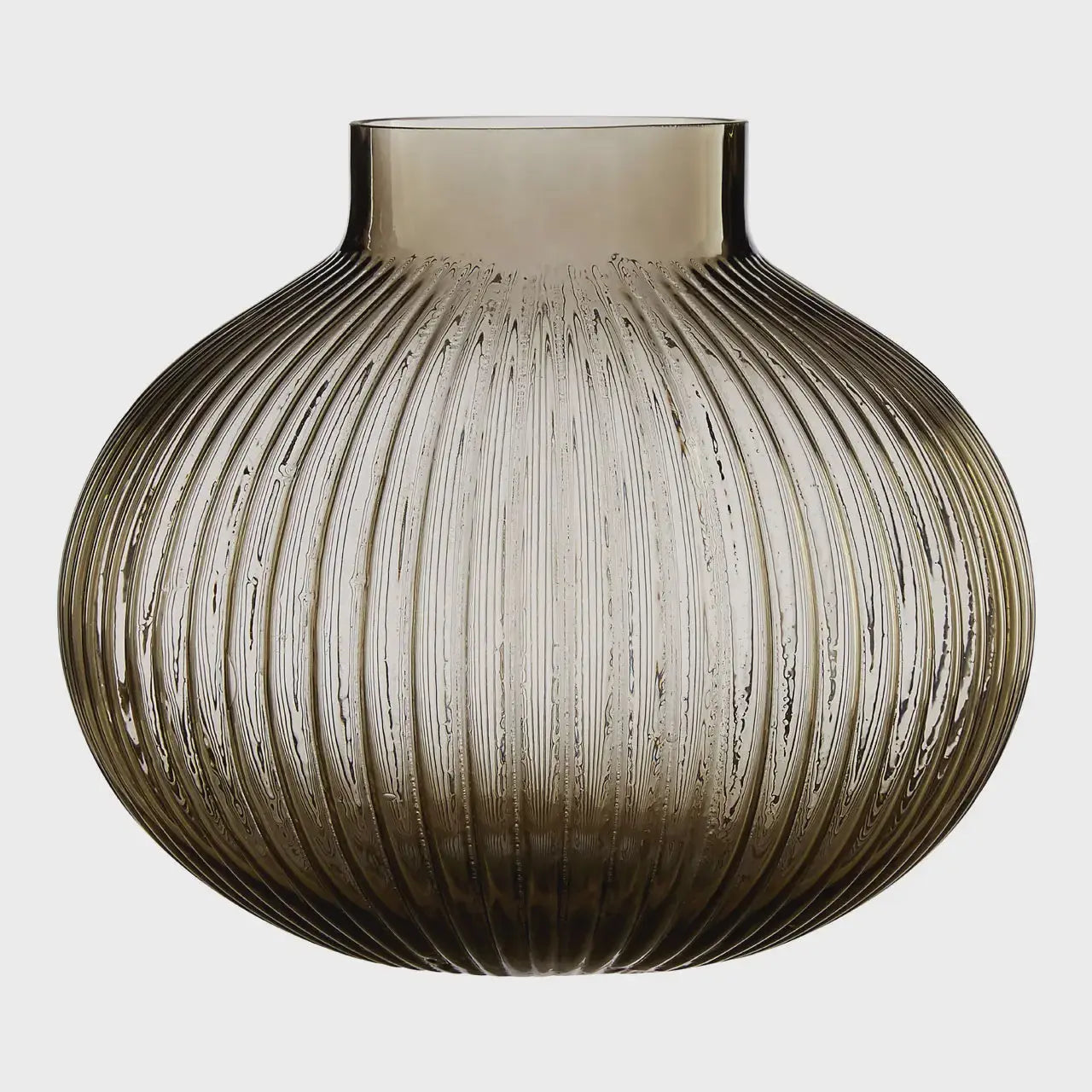 Nullah Corrugated Round Brown Glass Vase Premier Housewares LTD