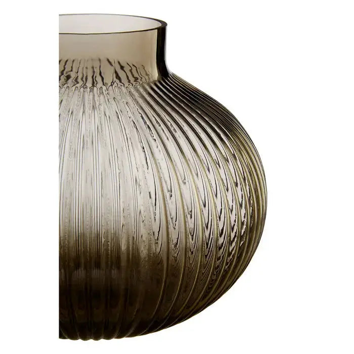 Nullah Corrugated Round Brown Glass Vase Premier Housewares LTD
