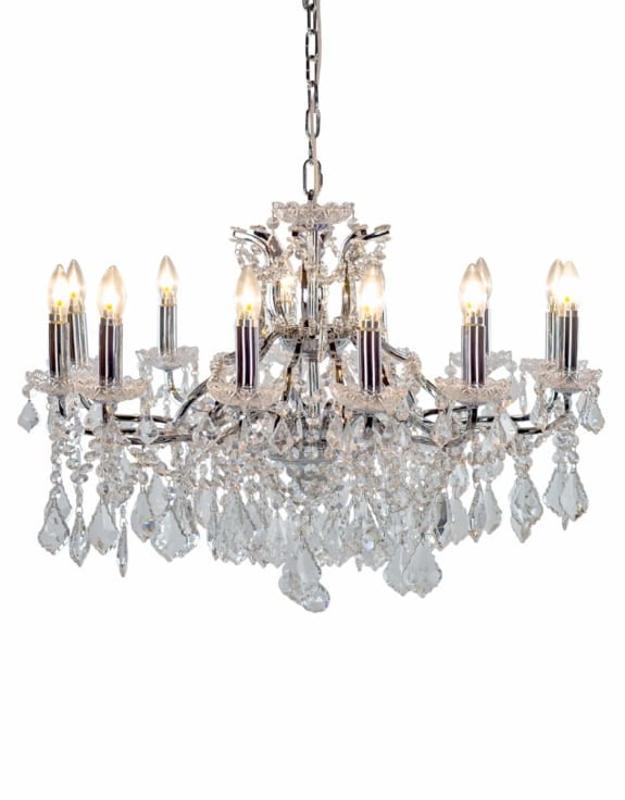 (CH114) Large 12 Branch Chrome Shallow Chandelier Mcgowan and rutherford