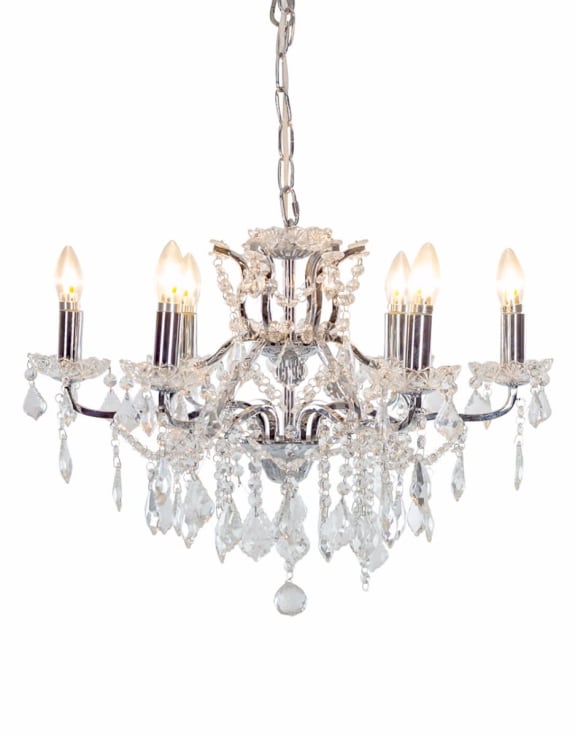 (CH246) 6 BRANCH CHROME SHALLOW CHANDELIER Mcgowan and rutherford