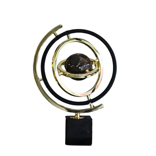 Small 32cm Gold Armillary Sphere Ornament on Black Marble Base Ivan