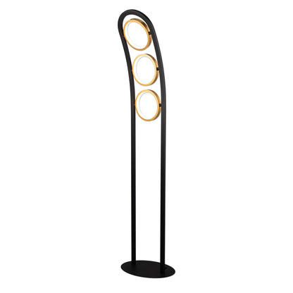 Elisa Floor Lamp, 3 Ring, 25W LED, 3200K, 1375lm, Satin Black / Gold, 3yrs Warranty Home Store Living