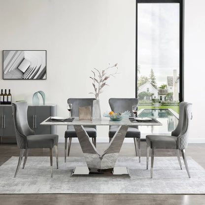 Luna Marble & Chrome Dining Table Home Store Living