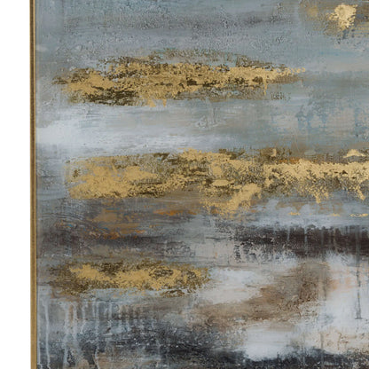 Coastal Abstract Grey And Gold Canvas Home Store Living