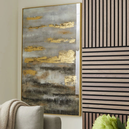 Coastal Abstract Grey And Gold Canvas Home Store Living