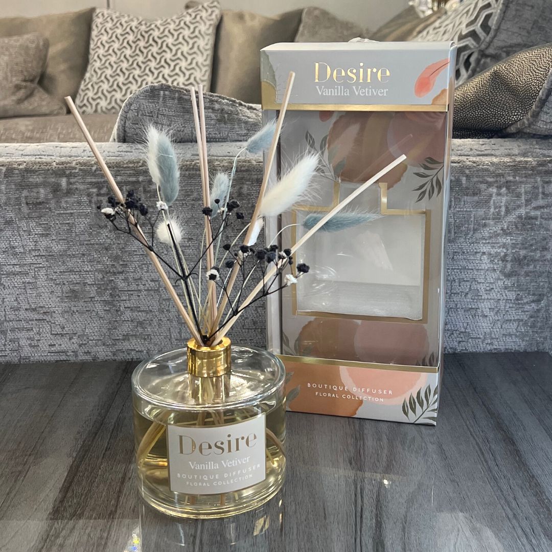 Desire Vanilla Scented Grey Pampas Diffuser 500ml