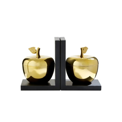 Apple Decorative Gold Bookends (Set of 2) Home Store Living