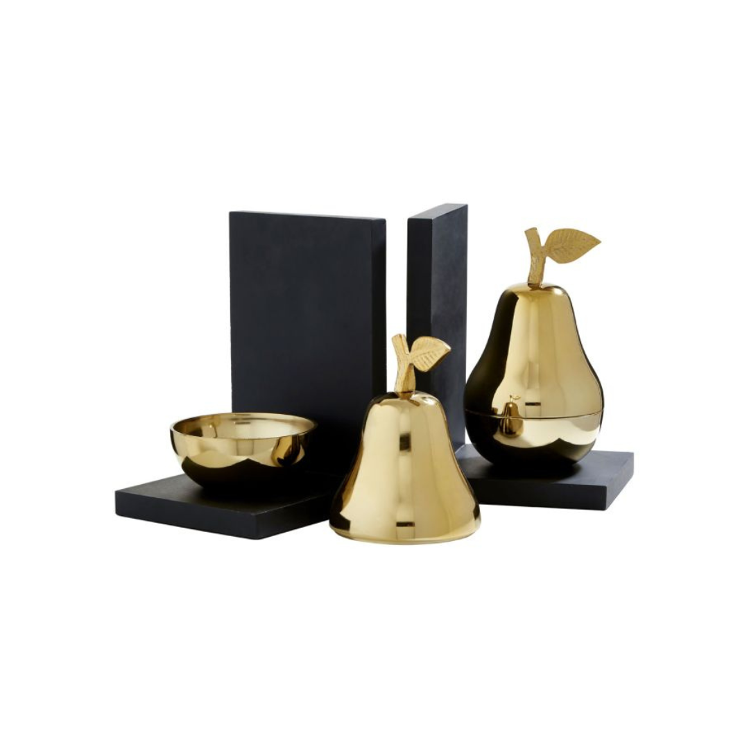 Pear Decorative Gold Bookends (Set of 2) Home Store Living