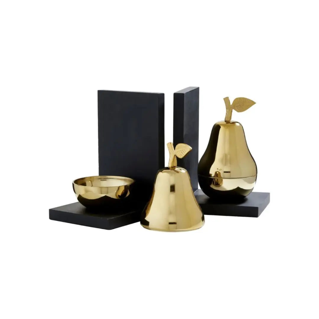 Pear Decorative Gold Bookends (Set of 2) Home Store Living