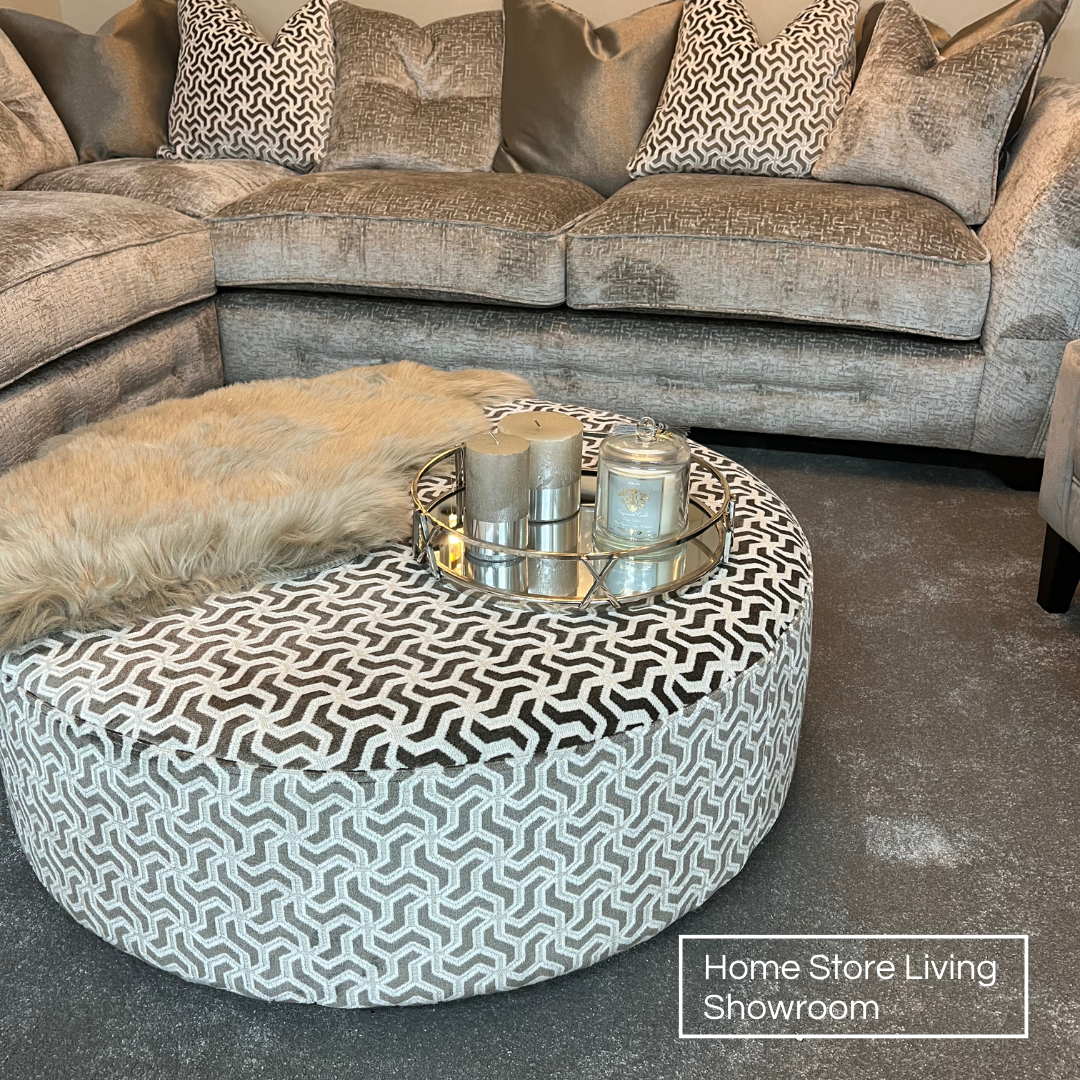 Round Fabric Sofa Footstool Home Store Living