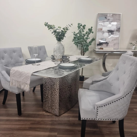 Roma 1.6m White Dining Table with 4 Bentley Black Leg Grey Chairs Home Store Living