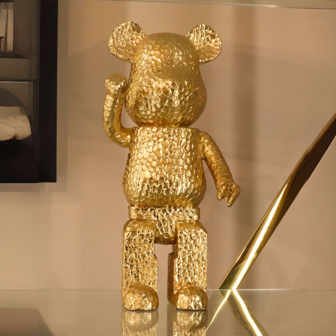 Standing Golden Teddy Bear Ornament Home Store Living