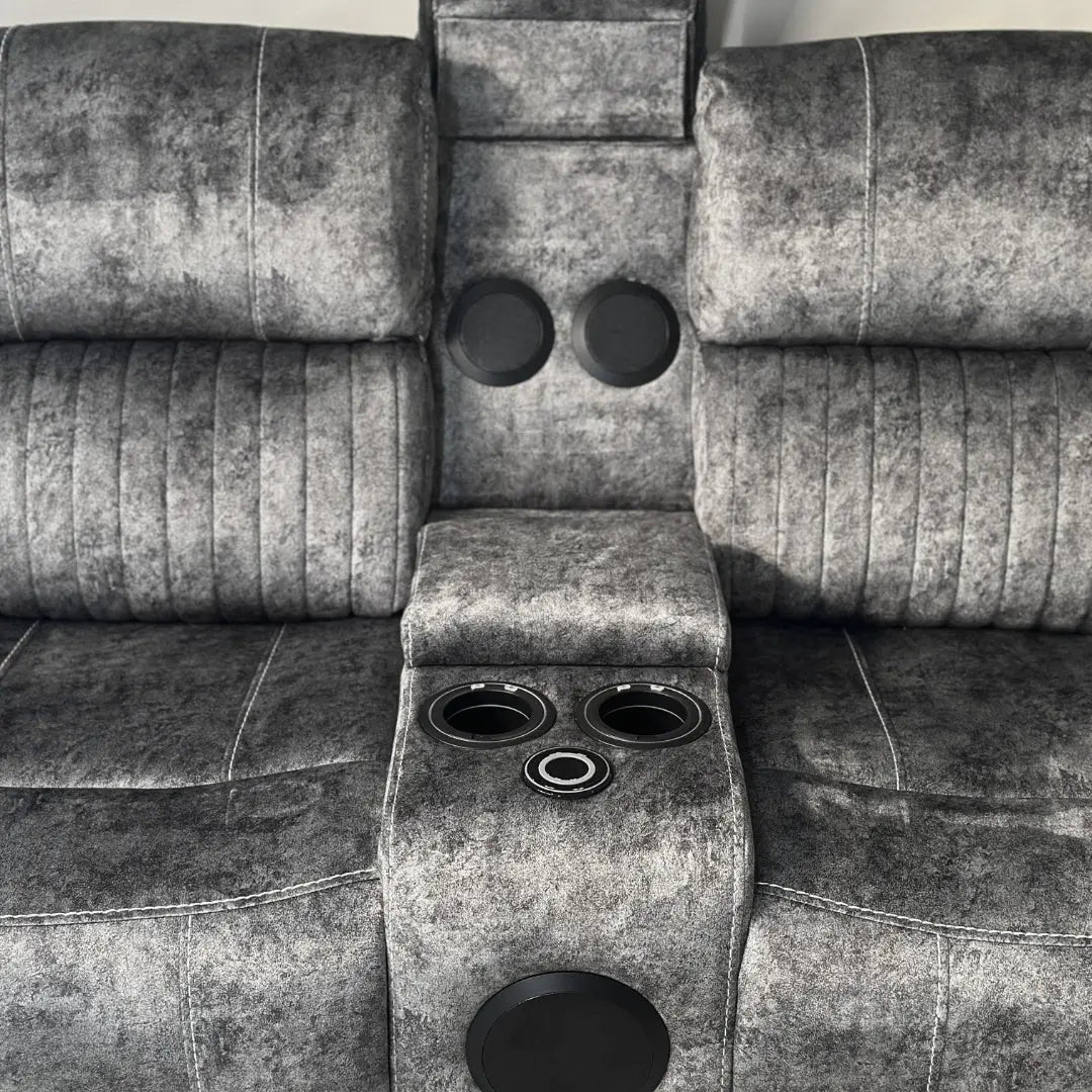 FIRST DRAFT Cheshire Electric Recliner Corner Sofa in Resilient Grey Velvet Fabric Home Store Living