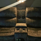 FIRST DRAFT Cheshire Electric Recliner Corner Sofa in Resilient Grey Velvet Fabric Home Store Living
