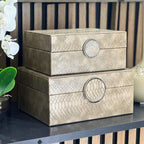 Taupe Faux Snake Leather Storage Boxes (Set of 2) CIMC