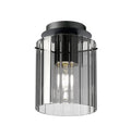 Brandon Ripple 21cm Round Ceiling Flush, 1 Light Flush Fitting E27 — Dark Grey / Smoke