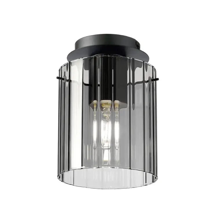 Brandon Ripple 21cm Round Ceiling Flush, 1 Light Flush Fitting E27 — Dark Grey / Smoke