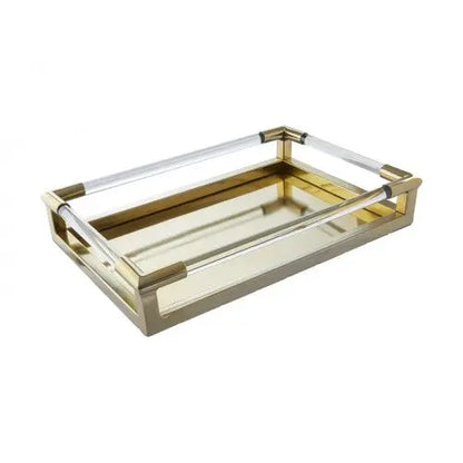 Lucita Rectanglular Glass Tray in Gold premier housewares