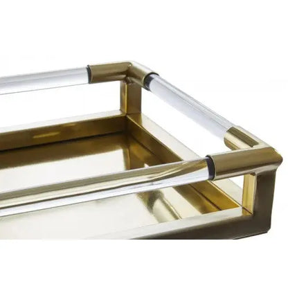 Lucita Rectanglular Glass Tray in Gold premier housewares