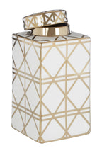 Kya White / Gold Ceramic Jar premier housewares
