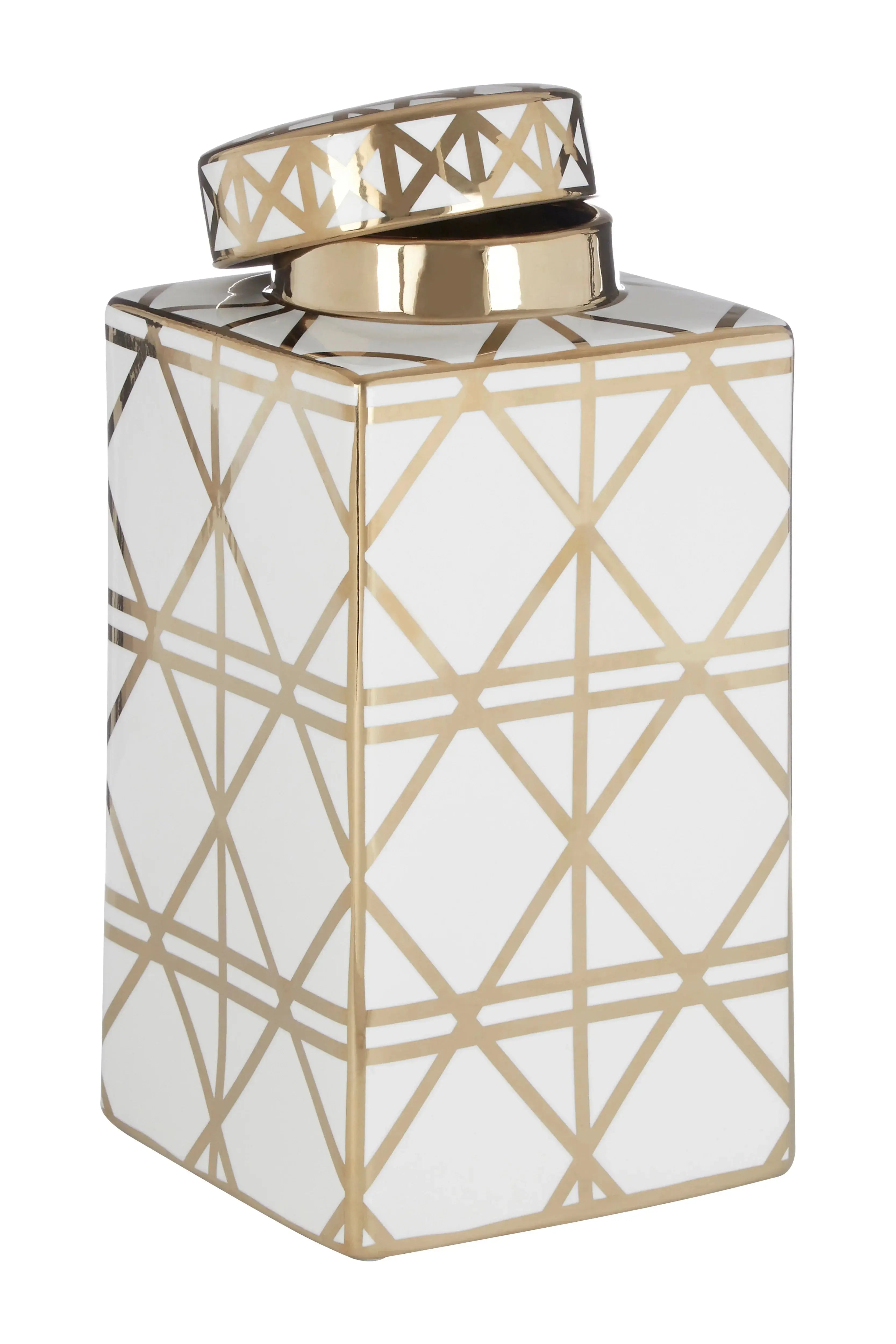 Kya White / Gold Ceramic Jar premier housewares