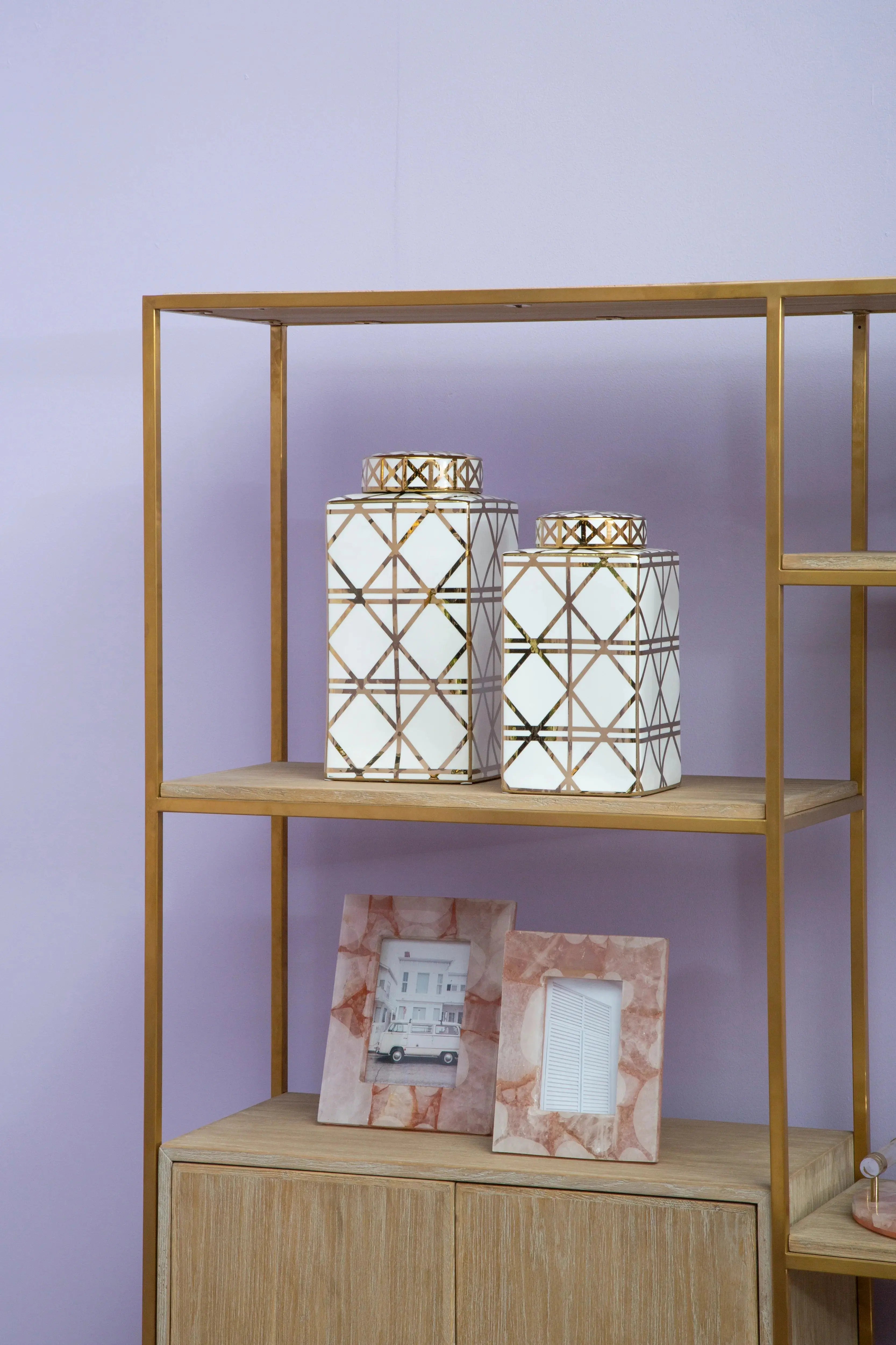 Kya White / Gold Ceramic Jar premier housewares