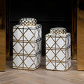 Kya White / Gold Ceramic Jar premier housewares