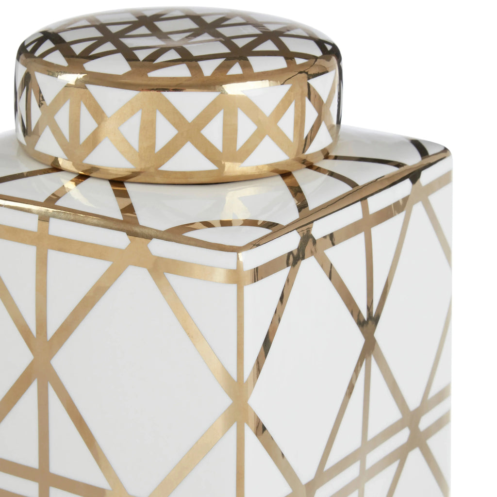 Kya White / Gold Ceramic Jar premier housewares