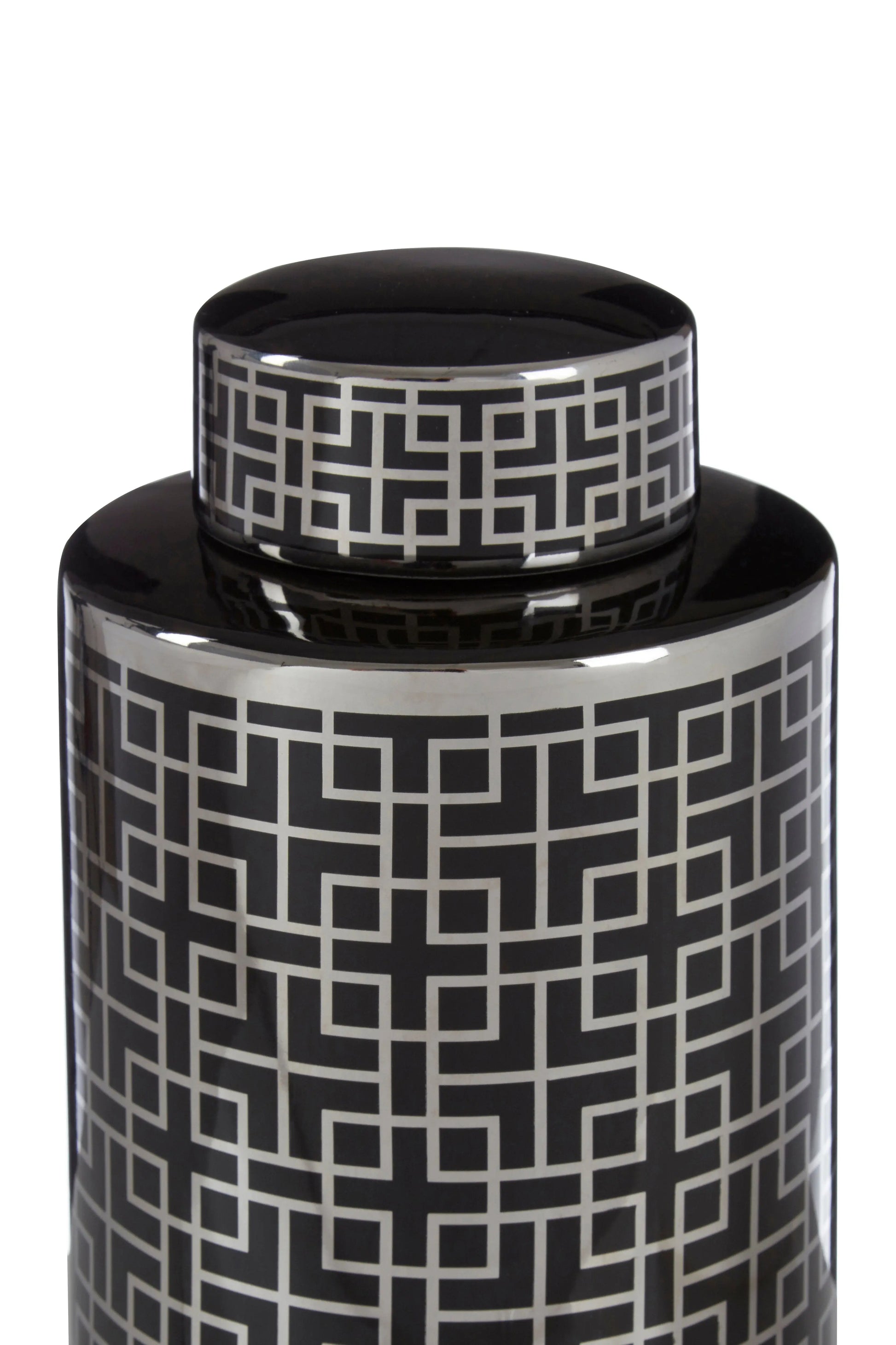 Dahlia Black and Silver Finish Ceramic Jar - Home Store Living