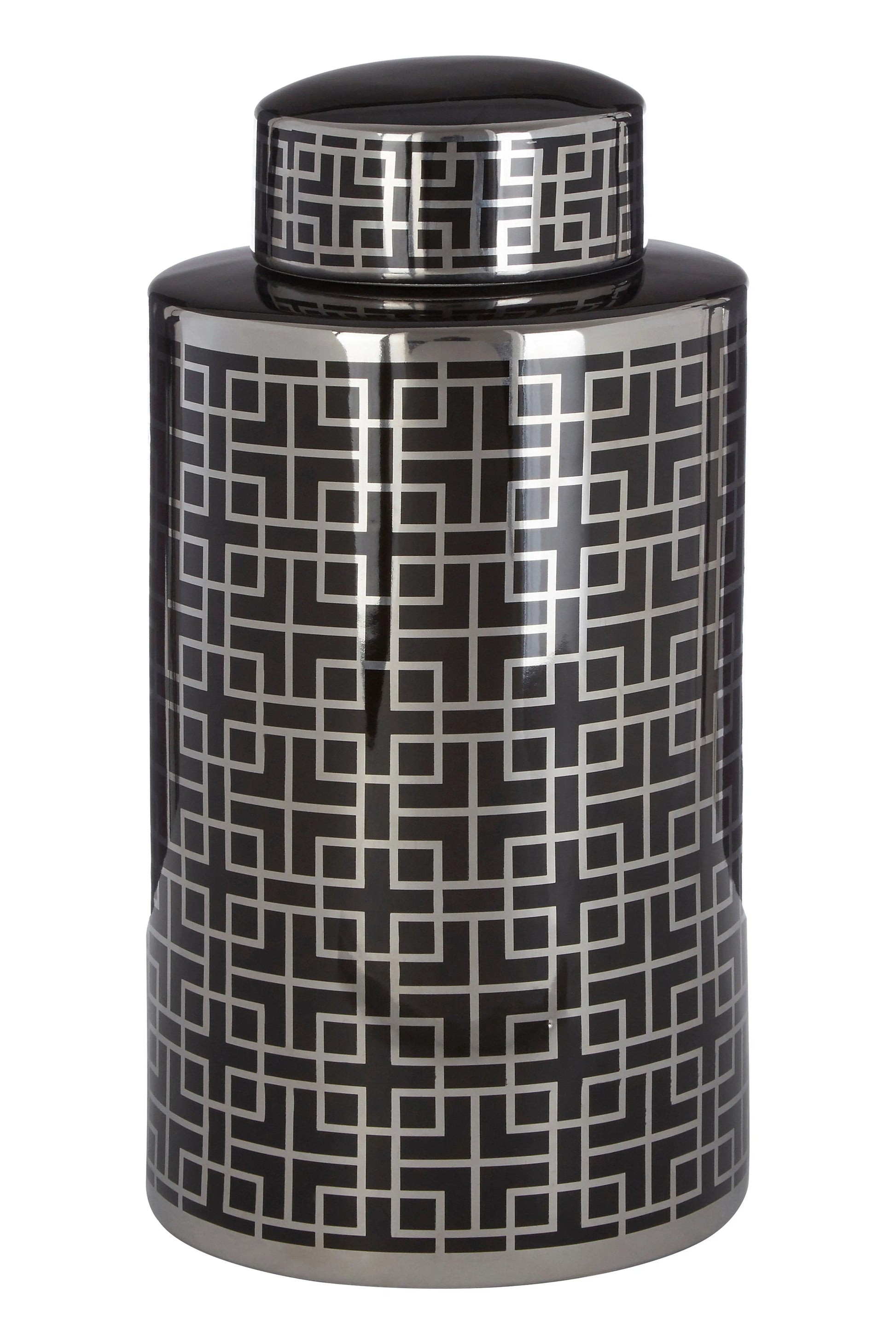 Dahlia Black and Silver Finish Ceramic Jar - Home Store Living