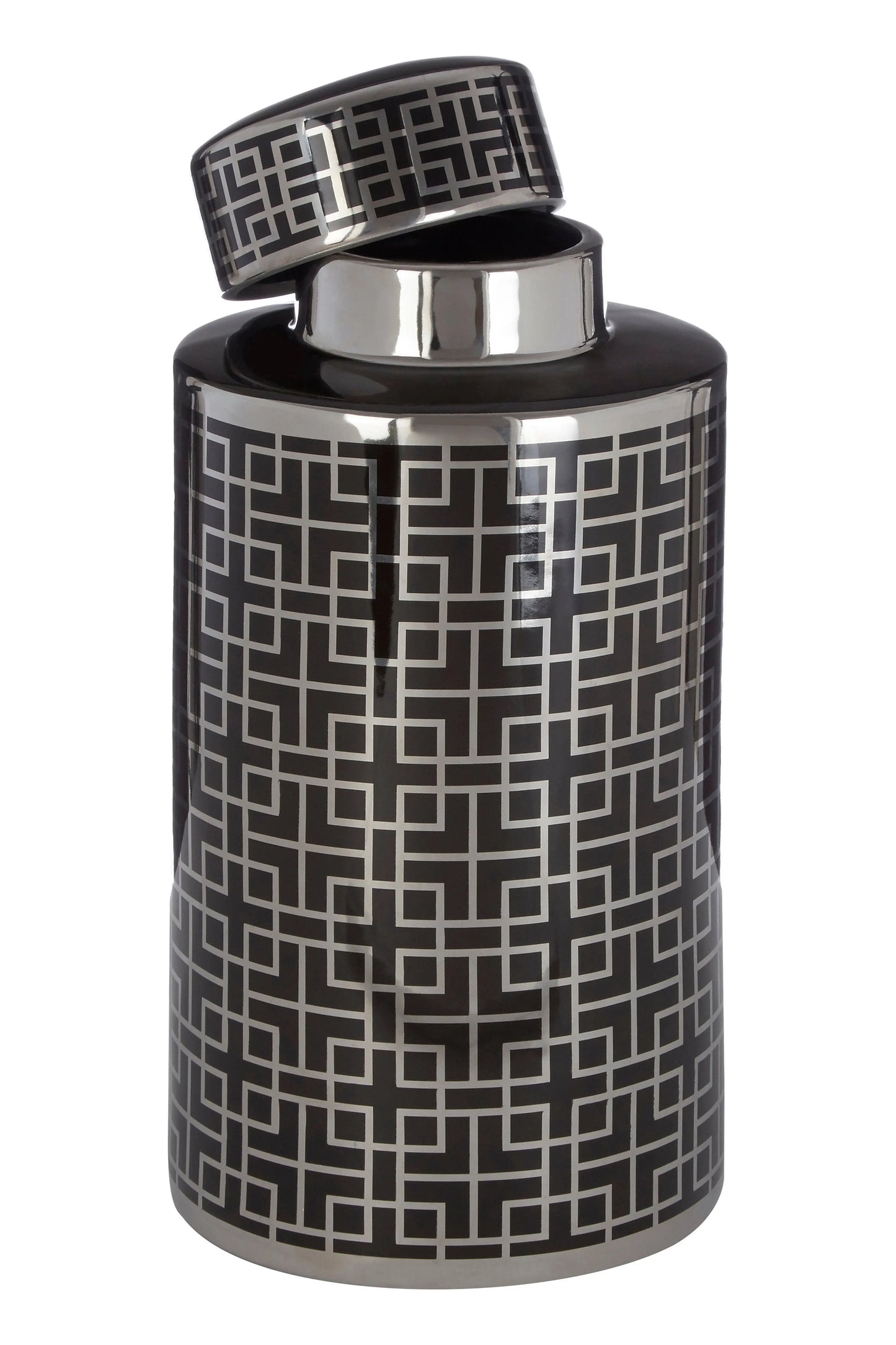 Dahlia Black and Silver Finish Ceramic Jar - Home Store Living