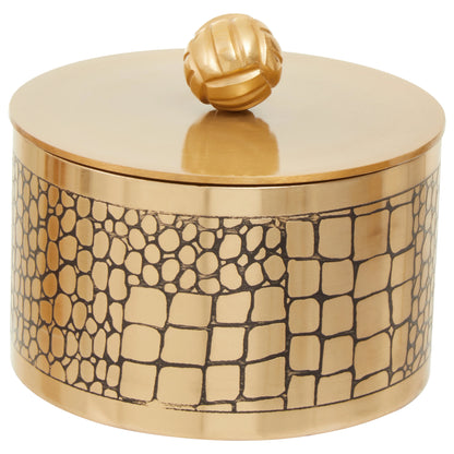 Gold Crocodile Patterned Trinket Box Home Store Living