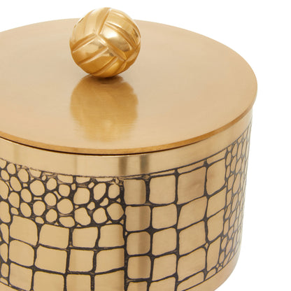 Gold Crocodile Patterned Trinket Box Home Store Living