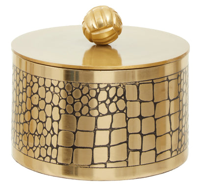 Gold Crocodile Patterned Trinket Box Home Store Living