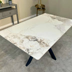 Marissa 1.8m White Ceramic Dining Table with Roco Dark Grey Dining Chairs - Home Store Living