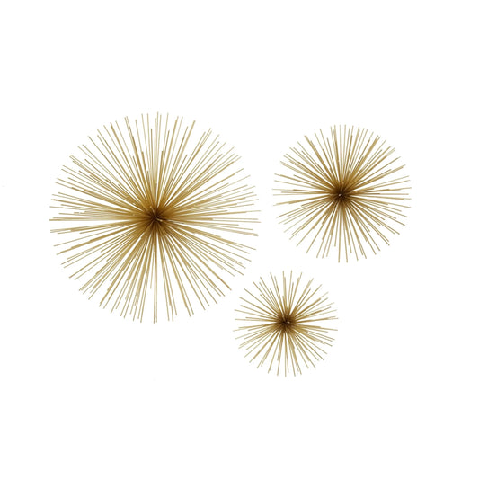 Starburst Set Of 3 Gold Finish Wall Decor - Home Store Living