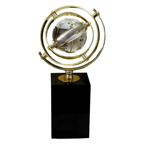 Large 23cm Globe Shape Crystal Ball On Black Base Ivan
