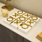 White & Gold Tic-Tac-Toe Game Ornament Ivan