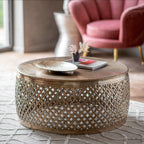 Khalasar Antique Gold Round Coffee Table Gallery Direct