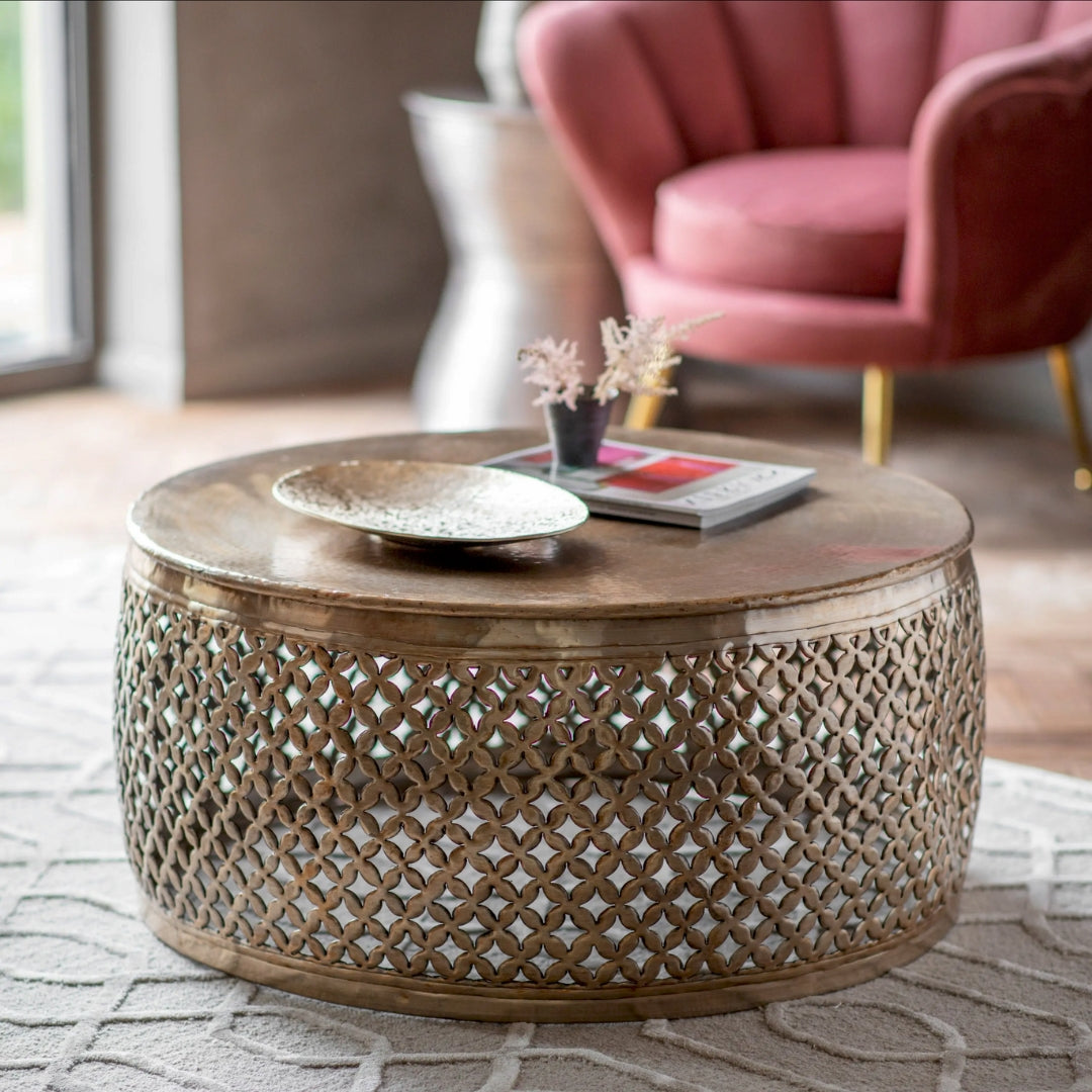 Khalasar Antique Gold Round Coffee Table Gallery Direct