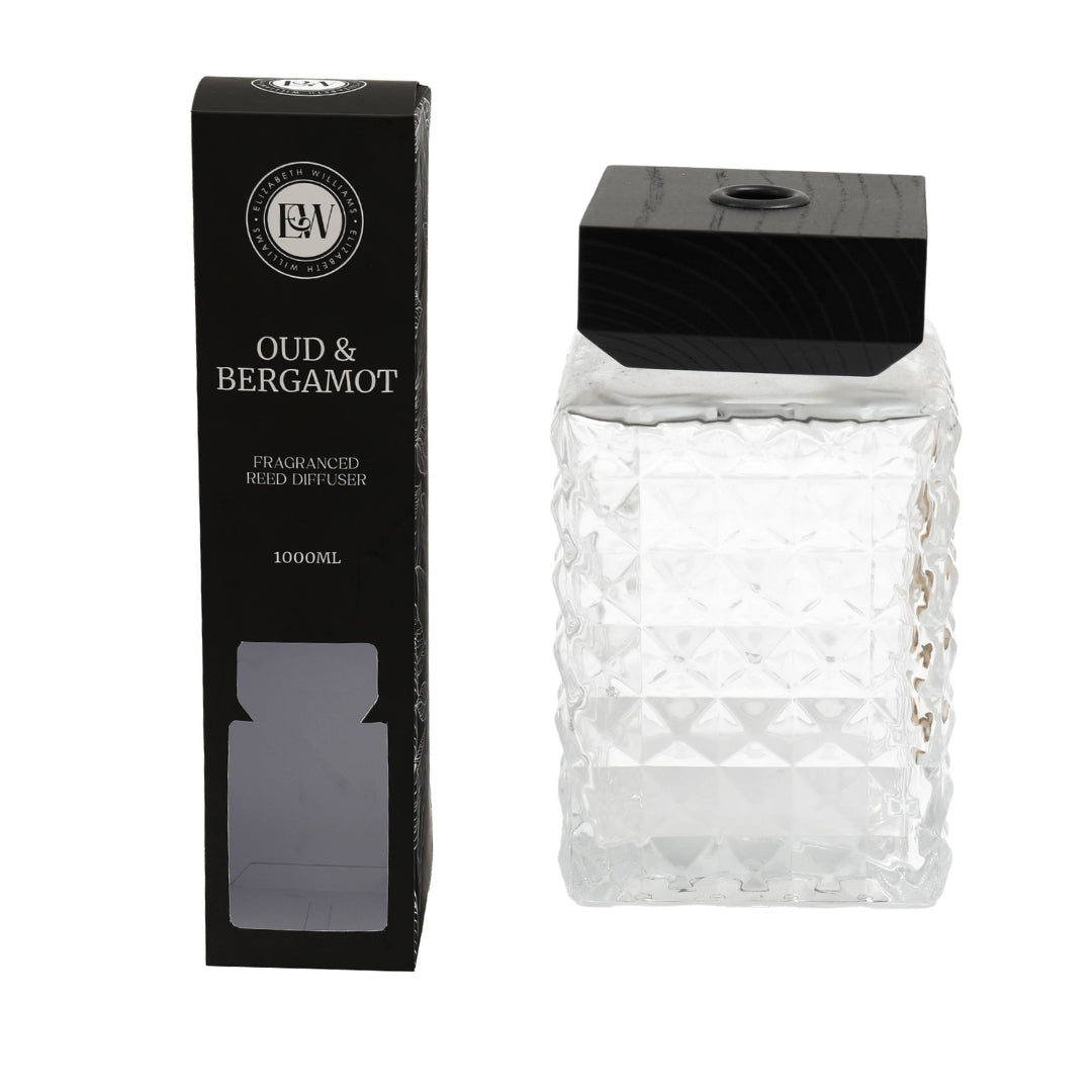 1000ml Diamond Cut Glass Reed Diffuser Range sil interiors
