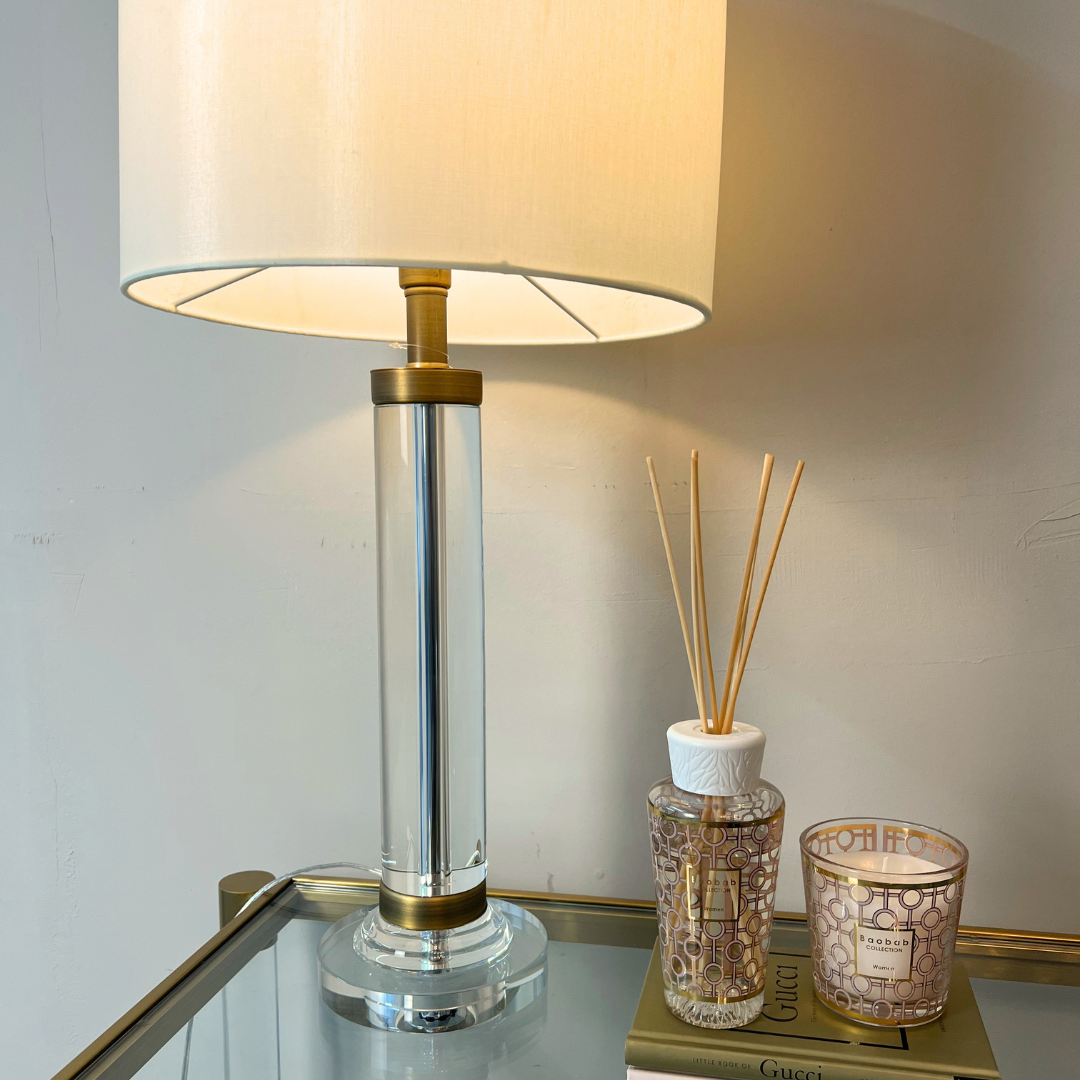 Treviso Brushed Gold Glass Table Lamp Home Store Living