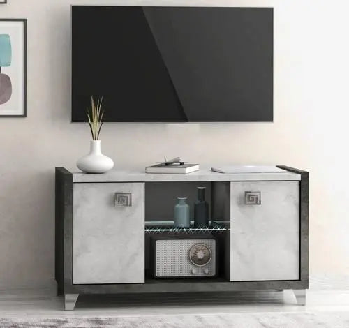 Trillo Grey High Gloss 2 Door TV Unit Home Store Living