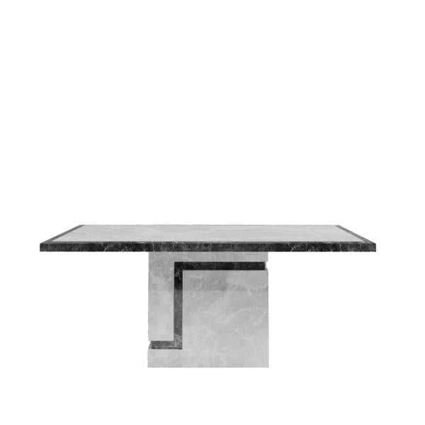 Marble dining table with a white background