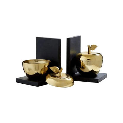 Apple Decorative Gold Bookends (Set of 2) Home Store Living