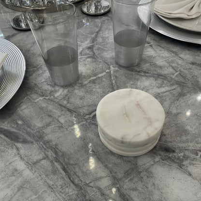 Round Marble White Coasters - Set of 4 Home Store Living