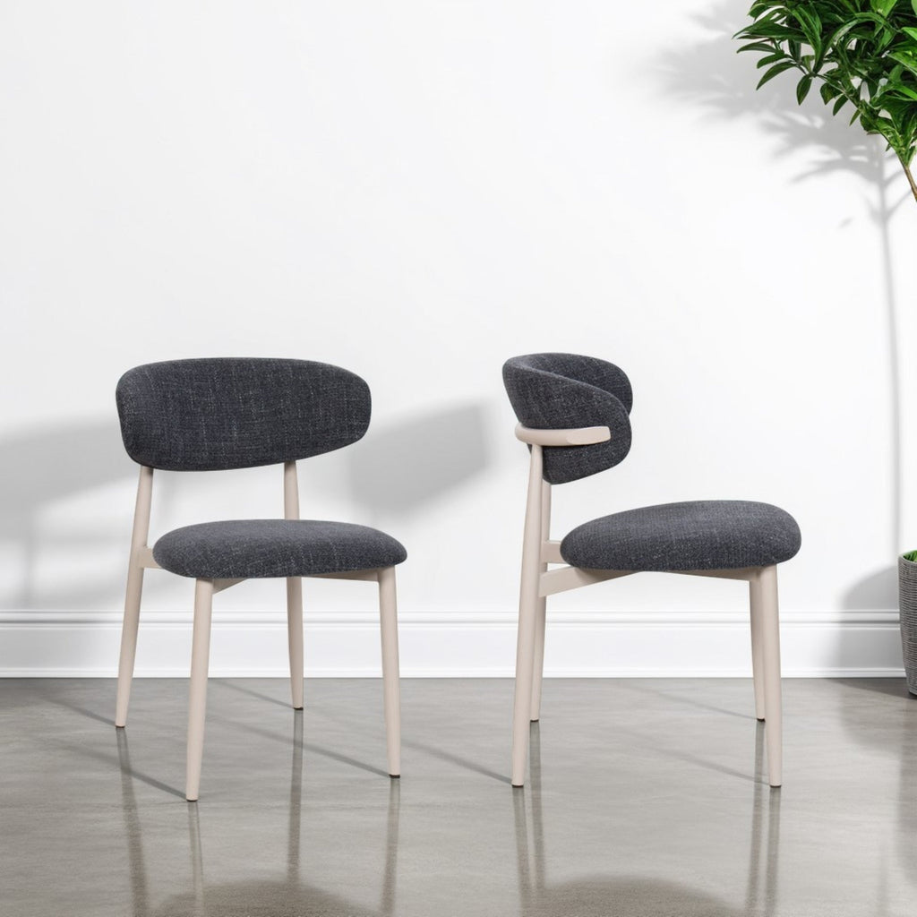 Amiri Open-Back Fabric Dining Chairs with Wood Effect Finish Indus Valley