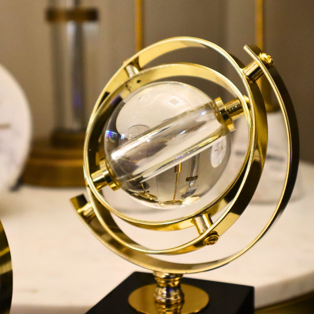 Small Globe Shape Crystal Ball On Marble Base 17cm Ivan